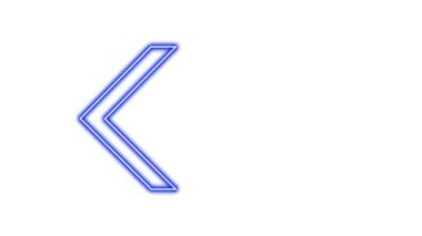 Parlayan Neon Oklarının animasyonu. Döngülü Hareketli Oklar. Parlak Işıklarla Parlayan Neon tabelası. Kusursuz döngü 4K. Beyaz Arkaplanda Ok İşaretinin Canlandırılması.