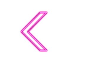 Parlayan Neon Oklarının animasyonu. Döngülü Hareketli Oklar. Parlak Işıklarla Parlayan Neon tabelası. Kusursuz döngü 4K. Beyaz Arkaplanda Ok İşaretinin Canlandırılması.