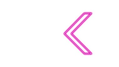 Parlayan Neon Oklarının animasyonu. Döngülü Hareketli Oklar. Parlak Işıklarla Parlayan Neon tabelası. Kusursuz döngü 4K. Alfa Kanalı ile Beyaz Arkaplanda Ok İşaretinin Canlandırılması.