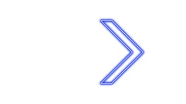 Parlayan Neon Oklarının animasyonu. Döngülü Hareketli Oklar. Parlak Işıklarla Parlayan Neon tabelası. Kusursuz döngü 4K. Beyaz Arkaplanda Ok İşaretinin Canlandırılması.