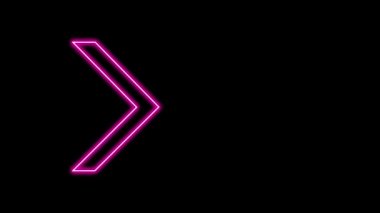 Parlayan Neon Oklarının animasyonu. Döngülü Hareketli Oklar. Parlak Işıklarla Parlayan Neon tabelası. Kusursuz döngü 4K. Alfa Kanalı ile izole Arkaplanda Ok İşaretinin Canlandırılması.