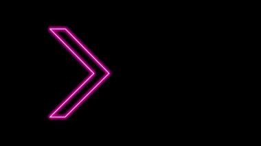 Parlayan Neon Oklarının animasyonu. Döngülü Hareketli Oklar. Parlak Işıklarla Parlayan Neon tabelası. Kusursuz döngü 4K. Alfa Kanalı ile izole Arkaplanda Ok İşaretinin Canlandırılması.