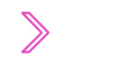 Parlayan Neon Oklarının animasyonu. Döngülü Hareketli Oklar. Parlak Işıklarla Parlayan Neon tabelası. Kusursuz döngü 4K. Alfa Kanalı ile Beyaz Arkaplanda Ok İşaretinin Canlandırılması.