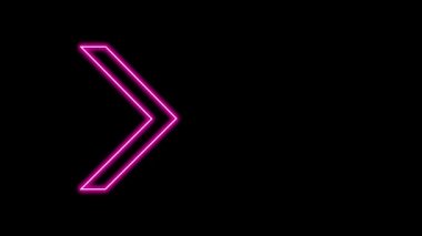 Parlayan Neon Oklarının animasyonu. Döngülü Hareketli Oklar. Parlak Işıklarla Parlayan Neon tabelası. Kusursuz döngü 4K. Alfa Kanalı ile izole Arkaplanda Ok İşaretinin Canlandırılması.