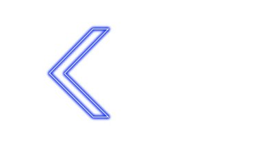 Parlayan Neon Oklarının animasyonu. Döngülü Hareketli Oklar. Parlak Işıklarla Parlayan Neon tabelası. Kusursuz döngü 4K. Beyaz Arkaplanda Ok İşaretinin Canlandırılması.