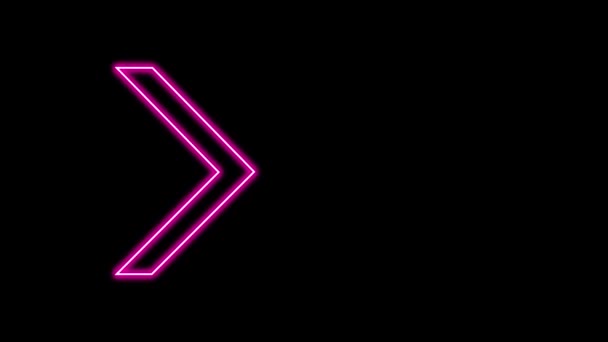 Анімація Світячих Неонових Стріл Перейшов Тями Стріл Neon Sign Sparkling — стокове відео