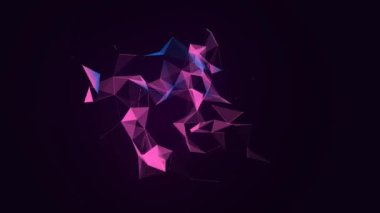 Soyut Hareket Üçgenleri. Çokgen Animasyonu. Dijital, İletişim Teknolojisi Ağı Arkaplanı. Mühendislik ve Bilimsel Veri Konsepti. Neon Hareket Tasarımı 4k