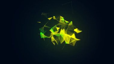 Soyut Hareket Üçgenleri. Çokgen Animasyonu. Dijital, İletişim Teknolojisi Ağı Arkaplanı. Mühendislik ve Bilimsel Veri Konsepti. Neon Hareket Tasarımı 4k