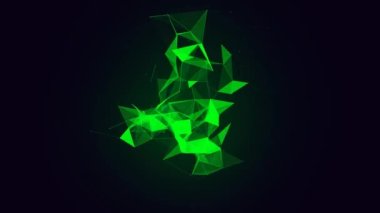 Soyut Hareket Üçgenleri. Çokgen Animasyonu. Dijital, İletişim Teknolojisi Ağı Arkaplanı. Mühendislik ve Bilimsel Veri Konsepti. Neon Motion Design 4k ile Alpha Channel