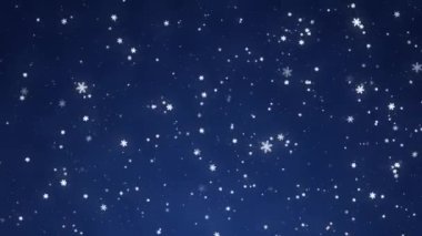 Kar yağıyor. Noel kar fırtınası. Parçacıklar ve kar taneleri fırıl fırıl dönüyor. Kar Uzayda Hareket Ediyor. 4k Hareket Grafikleri