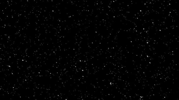 雪花飘落 圣诞节暴风雪 粒子和雪花在旋转 雪正穿过太空 4K在阿尔法通道上孤立的运动图形 — 图库视频影像
