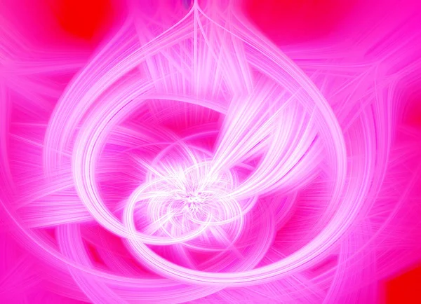 絡み合った心の形を形成する美しい抽象的な絡み合って輝く3D繊維 明るい赤とピンクの色 イラスト — ストック写真
