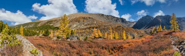 Στα Βουνά Αλτάι Όμορφη Ορεινή Φθινόπωρο Πανοραμική Τοπίο Βραχώδης Πρόσοψη — Φωτογραφία Αρχείου