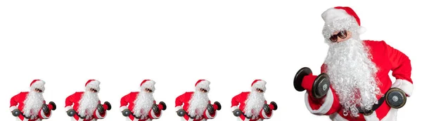 Санта Клаузи Працюють Піднімаючи Нісенітниці Роблять Біцепси Ять Смердючих Святинь — стокове фото
