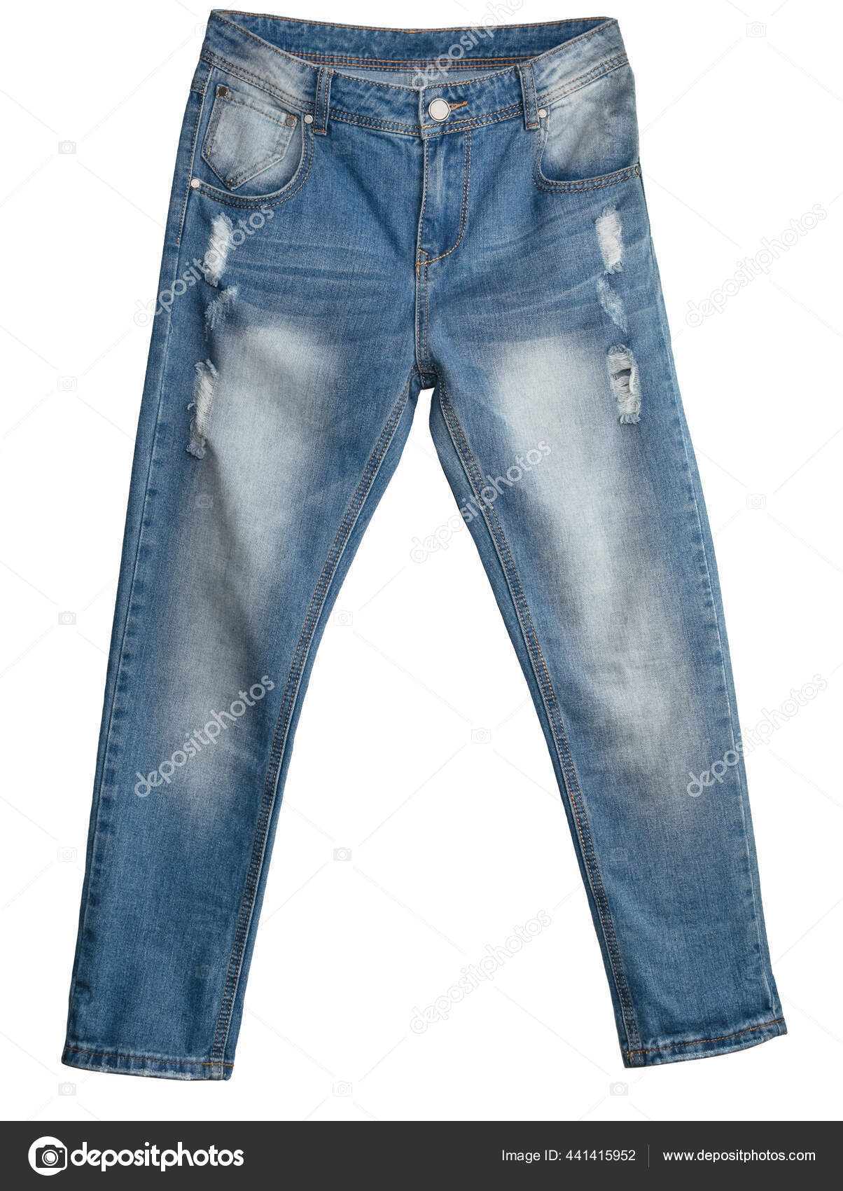 Back Pocket and Waist Area of Light Blue Jeans with Faded White Spots,  Isolated on White Background. Close Up Shot. Copy Space Stock Photo - Image  of copy, casual: 207207334