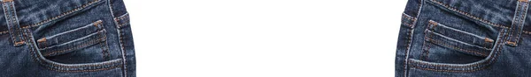 Передний Карман Темно Синих Джинсов Изолирован Белом Фоне Крупный План — стоковое фото