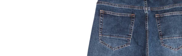 Bolsillos Traseros Zona Cintura Jeans Azul Oscuro Aislados Sobre Fondo — Foto de Stock