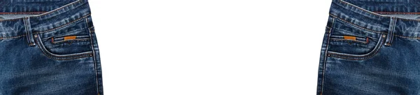 Передні Кишені Області Талії Двох Пар Темно Синіх Джинсів Ізольовані — стокове фото