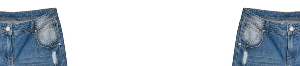 Талія Блискавка Передня Кишеня Двох Світло Блакитних Джинсів Білому Тлі — стокове фото