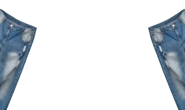 Талія Передня Кишеня Ділянки Ніг Двох Світло Блакитних Джинсів Злегка — стокове фото