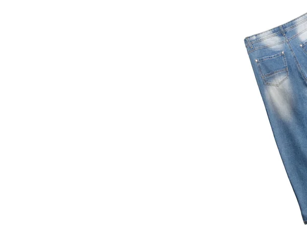 Taille Gesäßtasche Beinpartien Hellblauer Jeans Leicht Geneigt Auf Weißem Hintergrund — Stockfoto
