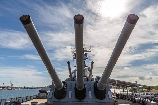 Pearl Harbor Hawaii Usa September 2018 Enorma Kanoner Från Uss — Stockfoto