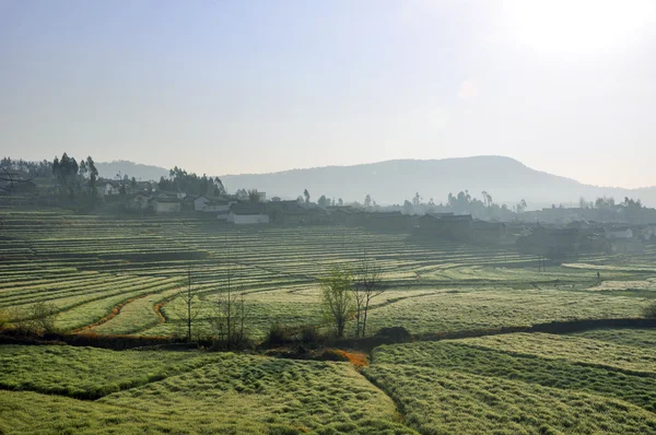 Campo de aldeia de China Yunnan — Fotografia de Stock