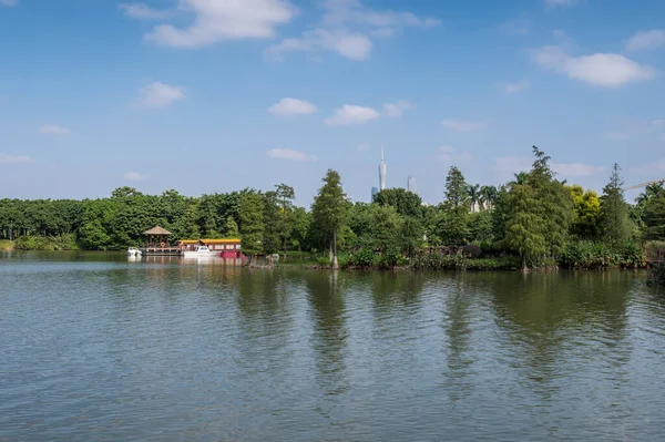 公园里湖边的风景 — 图库照片