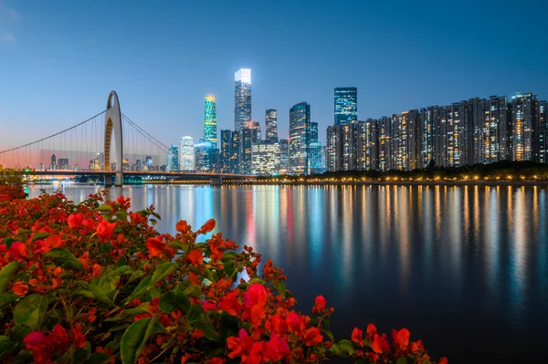 Guangzhou Çin Deki Kentsel Binaların Gece Görüşü — Stok fotoğraf