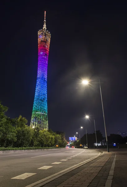 Guangzhou τηλεόραση Πύργος νύχτα — Φωτογραφία Αρχείου