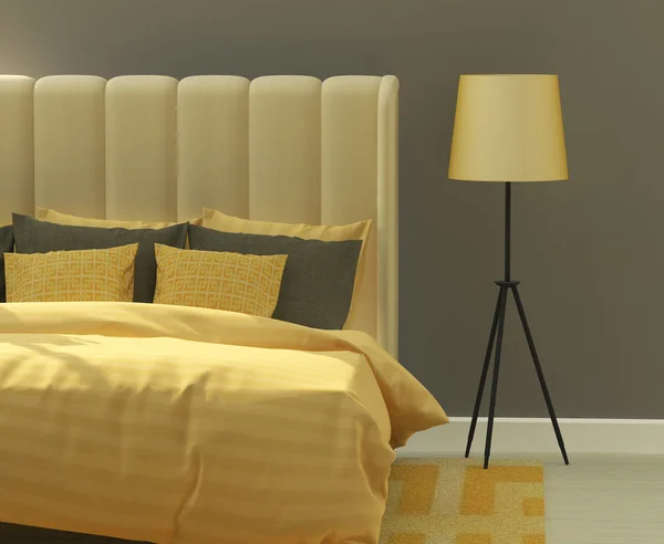 Yellow and gray bedroom — Stock Photo, Image