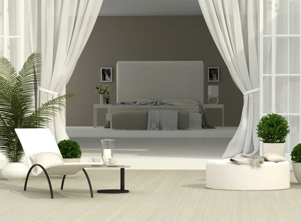 Terrace and bedroom — Stock Photo, Image