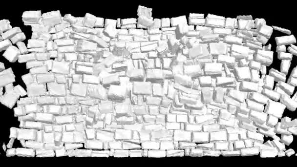 墙爆炸 3D动画 石墙倒塌 墙壁破裂爆炸 透明的背景 完整的Hd图像 包括阿尔法频道Apple Prores 4444 — 图库视频影像