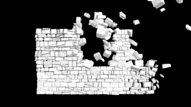 Explosion Mur Destruction Animation Stonewall Effondre Mur Explose Fond Transparent — Video