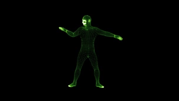 Dancing Man Vertices Человек Крутит Анимацию Танцевальный Канал Man Alpha — стоковое видео