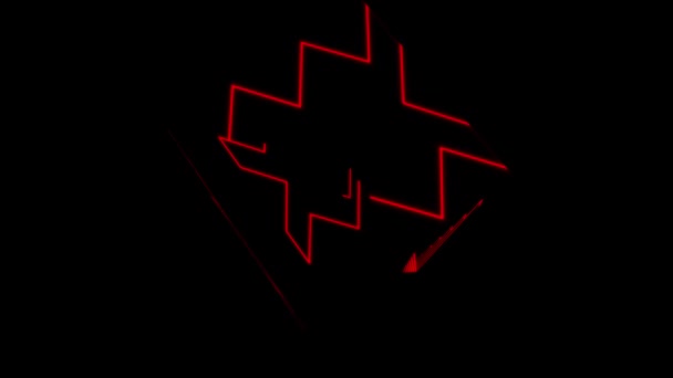 Neon Cube Animation Animated Neon Cube Video Mapping Loops Mapping — Stock video