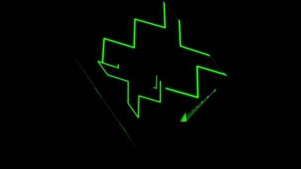 Neon Cube Animation Animated Neon Cube Video Mapping Loops Mapping — Vídeo de Stock