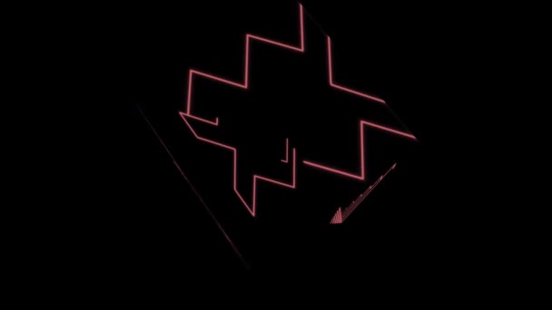 Neon Cube Animation Animated Neon Cube Video Mapping Loops Mapping — Vídeo de stock