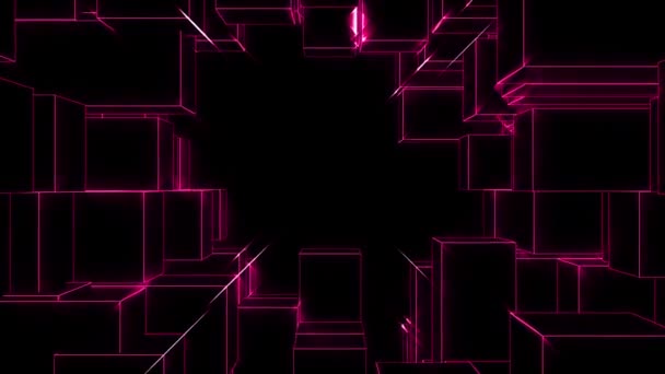 Loop Video Cubes Tunnel Grid Ubic Tunnel Wire Animation Futuristic — Stock video