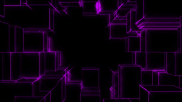 Loop Video Cubes Tunnel Grid Ubic Tunnel Wire Animation Futuristic — Αρχείο Βίντεο
