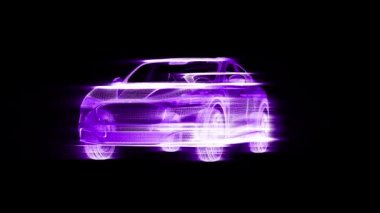 VJ Loop video. VFX 3d grid car. Carn from a 3d Grid. Car wire 3D animation.Video Mapping Loops. Transparent background. Alpha channel included.
