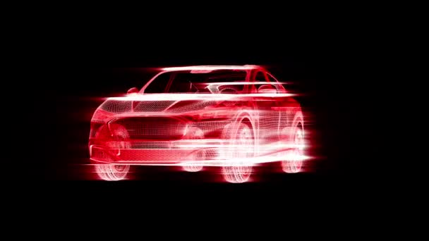 Loop Video Vfx Grid Car Carn Grid Car Wire Animation — Vídeo de Stock