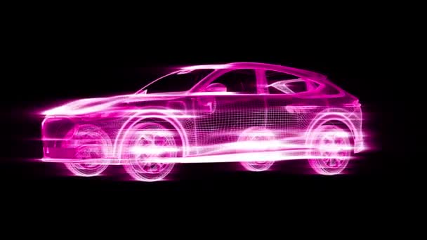 Loop Video Vfx Grid Car Carn Grid Car Wire Animation — Vídeo de Stock