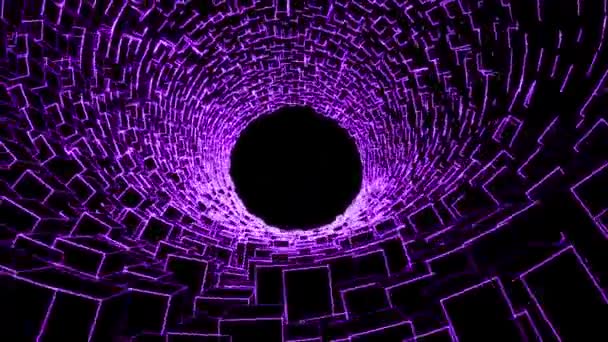 Loop Video Cubes Tunnel Grid Ubic Tunnel Wire Animation Futuristic — Stockvideo