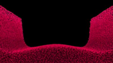 Parçacık Akışı. Parçacık bazlı üç boyutlu sıvı simülasyonu. Sıvı çarpışması. Şeffaf arka plan. Alfa kanalı dahil.