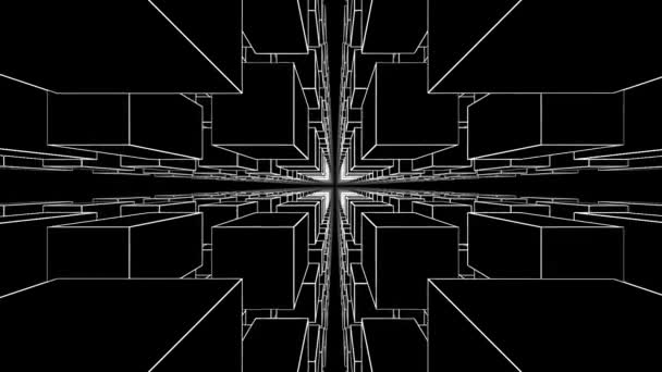 Трехмерный Кубический Туннель Cubic Туннельная Анимация Бесконечный Туннель Движение Виджей — стоковое видео