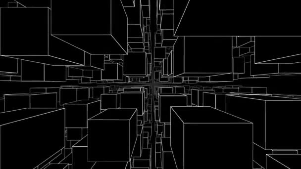 Voando Túnel Infinito Cúbico Animado Rotativo Cubos Movem Dentro Túnel — Vídeo de Stock