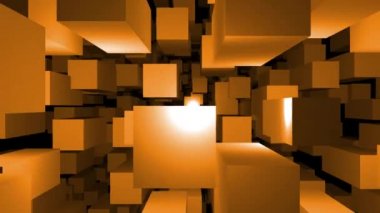 Dönen bir animasyon kübik sonsuz üç boyutlu tünelde uçmak. Küpler tünelin içine giriyor. Harika bir uçuştu. Döngü. Şeffaf arka plan. Alfa kanalı dahil.