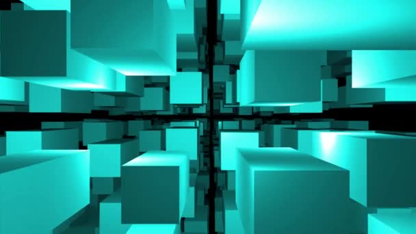 Політ Анімаційному Кубічному Нескінченному Тунелі Обертається Куби Рухаються Тунелі Фантастическая — стокове відео