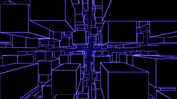 Flying Rotating Animated Cubic Endless Tunnel Cubes Move Tunnel Fantastic — Stock Video